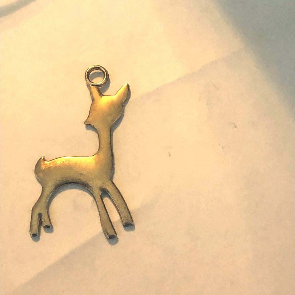 Vintage baby deer pendant gold tone